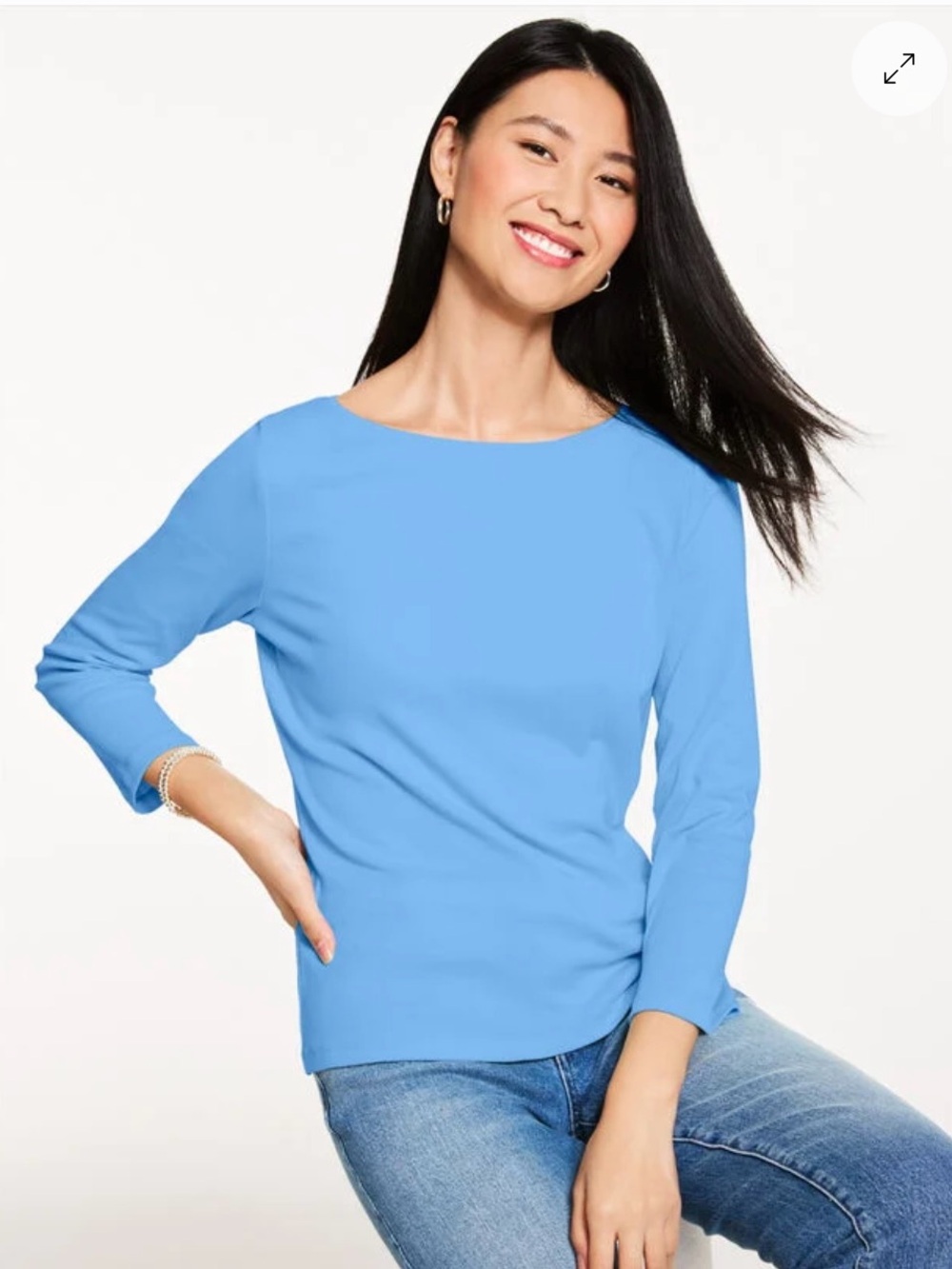Talbots 3/4 sleeve perwinkle top, Size L